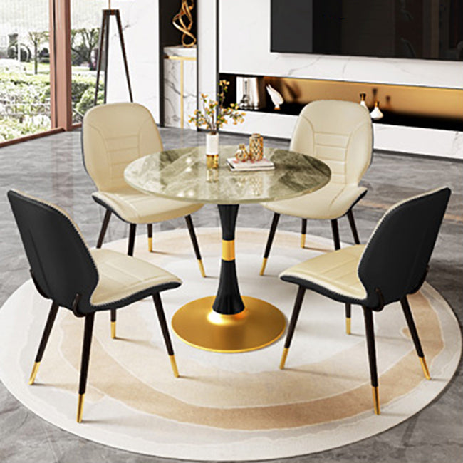 Round Traditional Luxury Dining Table Sintered Stone Table with Tulip Base