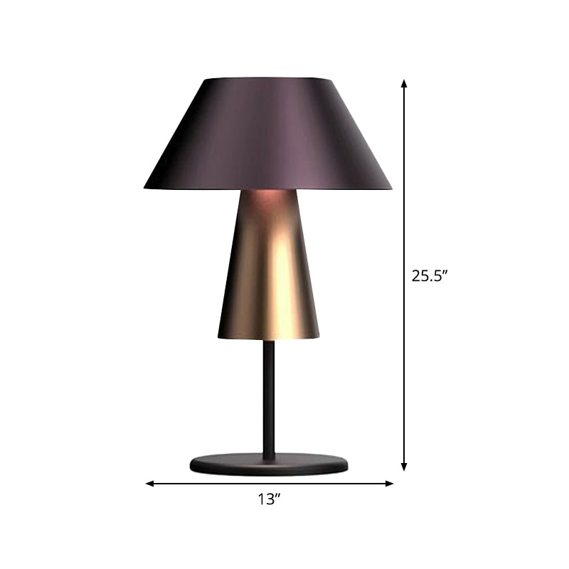 Postmoderne, sich verjüngte Nachttischlampe Metall 1-Licht Wohnzimmer Nachttisch Licht in Schwarz
