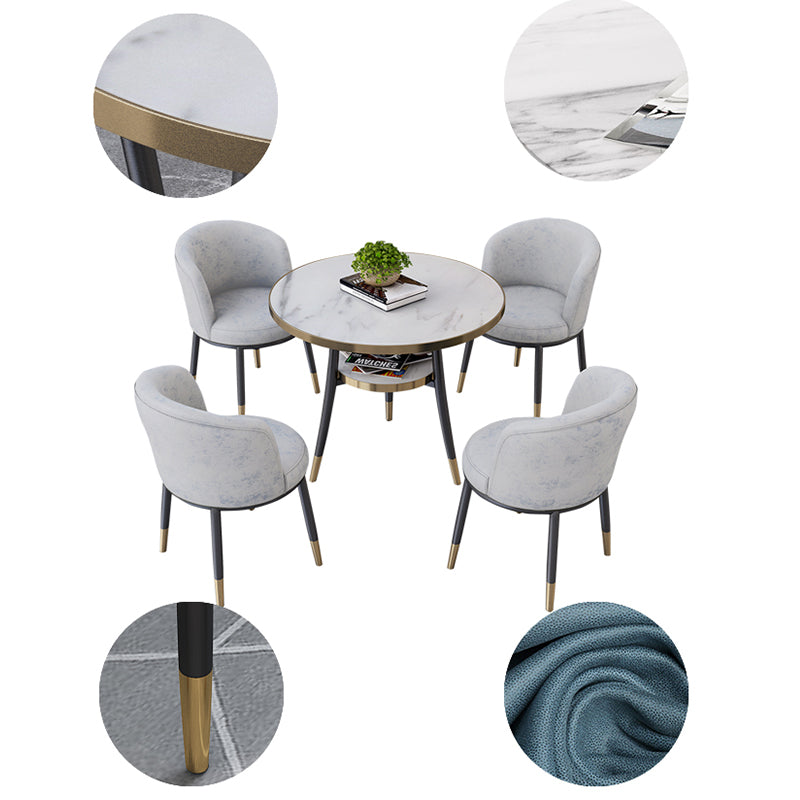 Mesa de comedor redonda contemporánea de metal mesa de comedor de madera fabricada con piernas