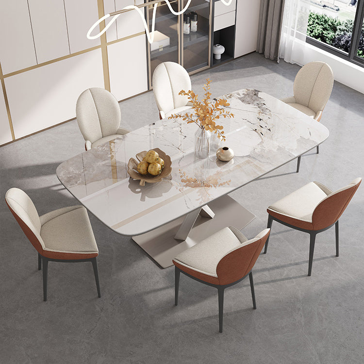 Glam Standard Sintered Stone Tisch Rechteck weißer Esstisch mit Sockelbasis