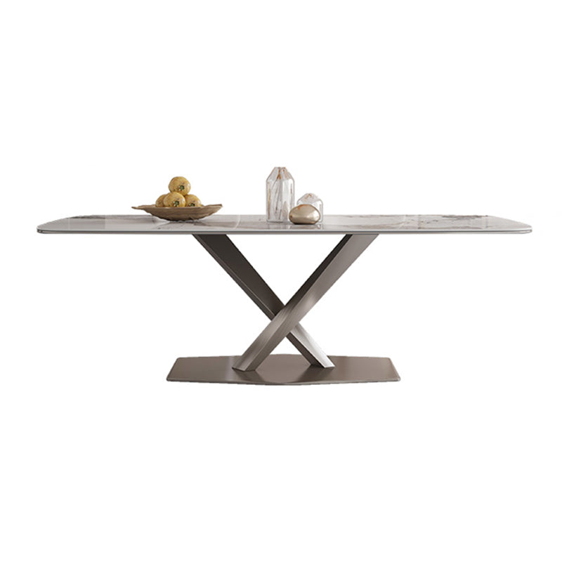 Glam Standard Sintered Stone Tisch Rechteck weißer Esstisch mit Sockelbasis