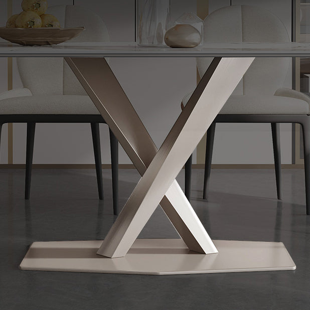Glam Standard Sintered Stone Tisch Rechteck weißer Esstisch mit Sockelbasis