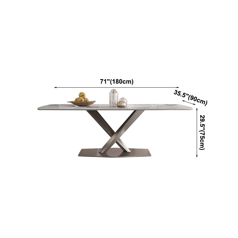 Glam Standard Sintered Stone Tisch Rechteck weißer Esstisch mit Sockelbasis