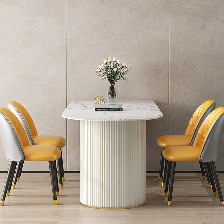 Zeitgenössischer Stil Stein Esstisch Doppelte Sockel Basis Freiformtisch für Zuhause