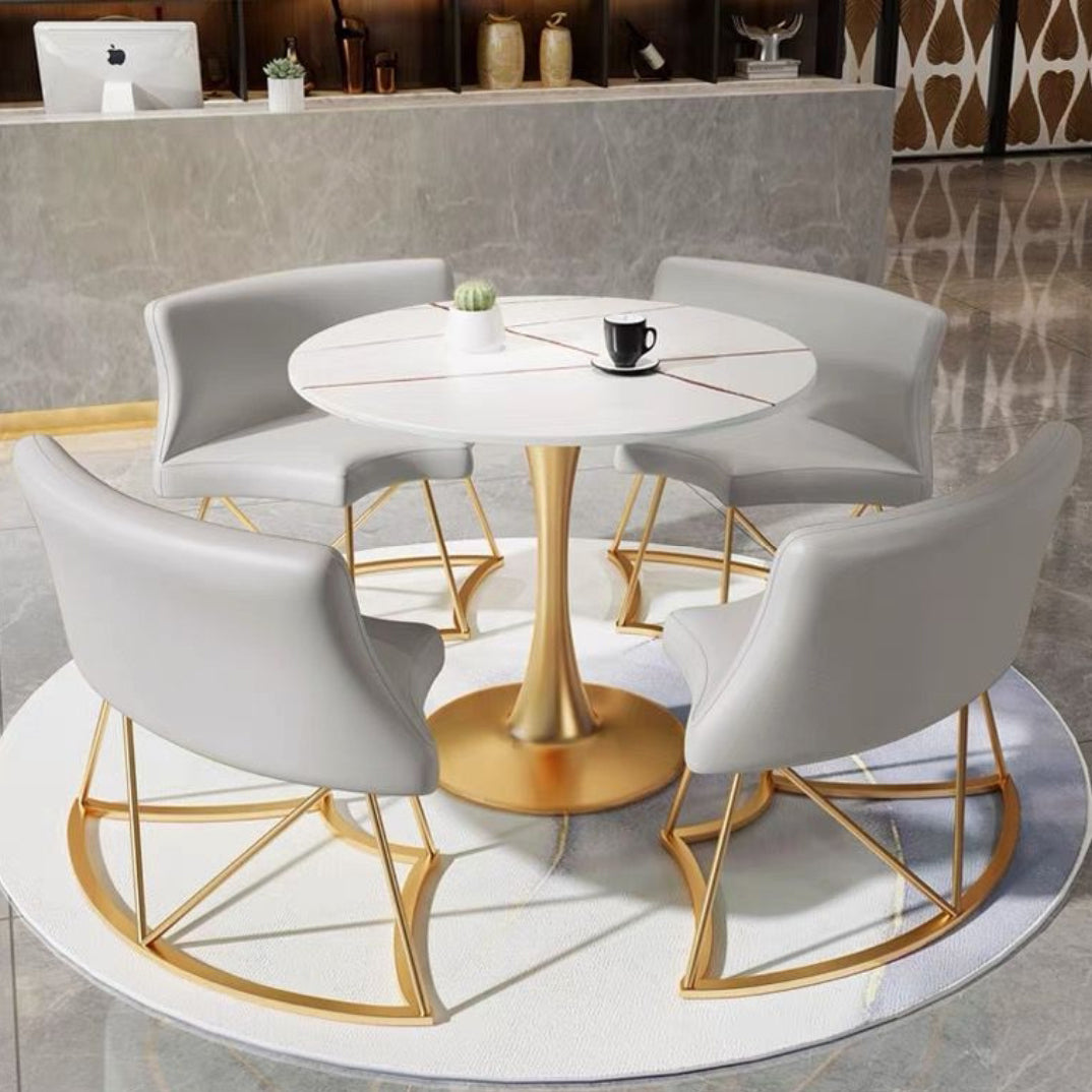 Tavolo da pranzo di lusso tradizionale in metallo da 31,5 pollici con tulipano