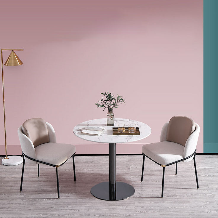 Metal Traditional Luxury Round Dining Table Marble Indoor Table Top with Pedestal Base