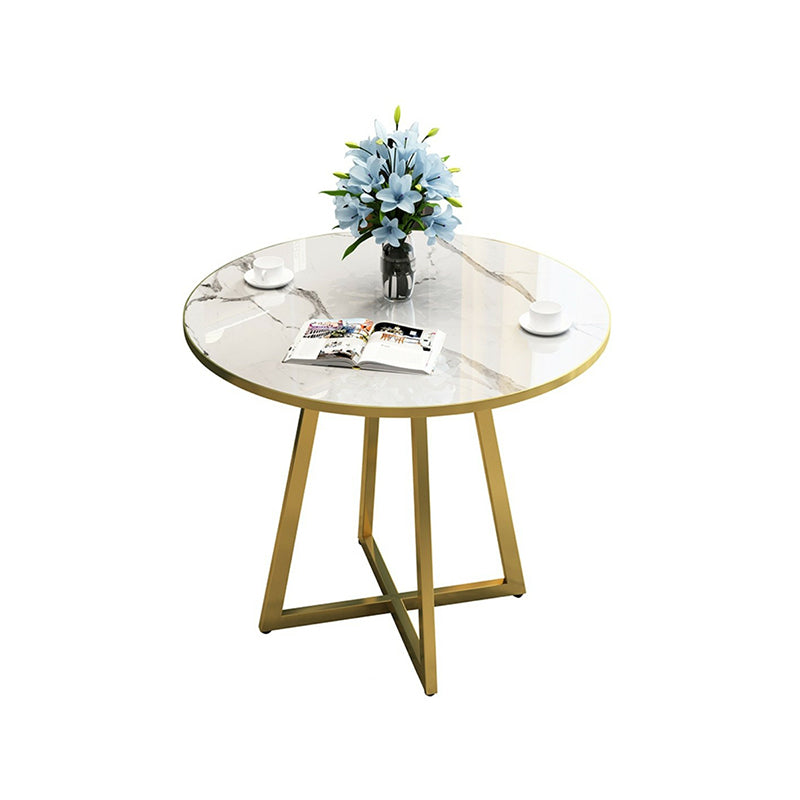 Metal Traditional Luxury Round Indoor Table Manufactured Wood Table with Sled Base
