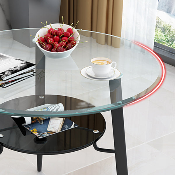 Moderne glazen eettafel 31.5 "Ronde eettafel met zwart frame voor huisgebruik