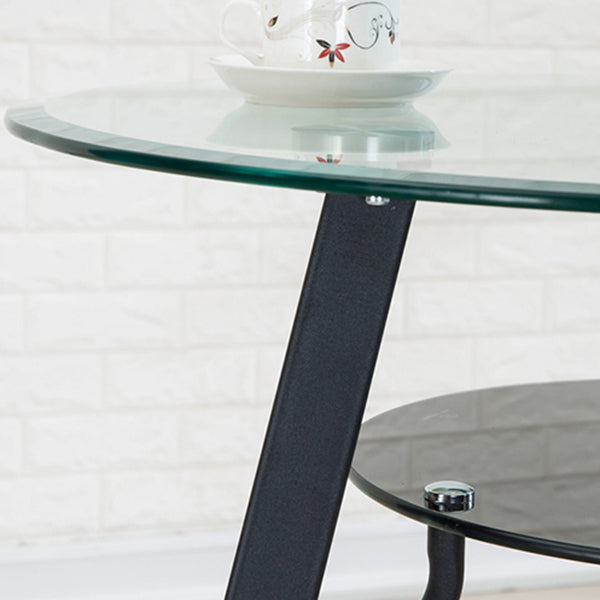 Moderne glazen eettafel 31.5 "Ronde eettafel met zwart frame voor huisgebruik