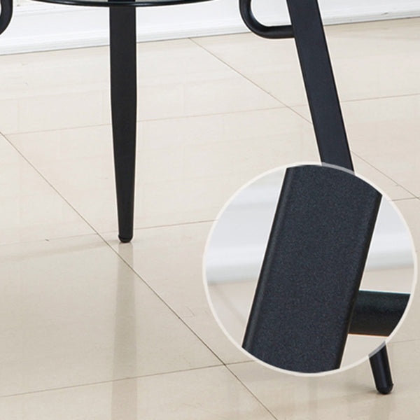 Moderne glazen eettafel 31.5 "Ronde eettafel met zwart frame voor huisgebruik