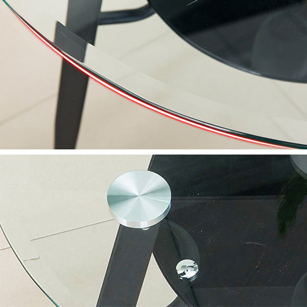 Moderne glazen eettafel 31.5 "Ronde eettafel met zwart frame voor huisgebruik