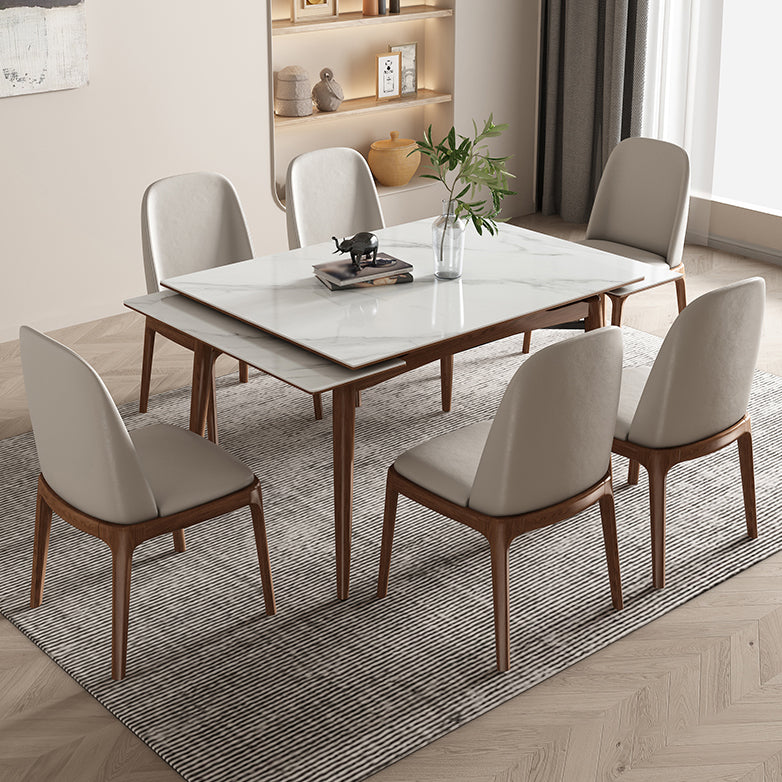 Midcentury Stone Dining Table Rectangle 4 Legs Furniture,43.3"L x 31.5"W x 30.7"H