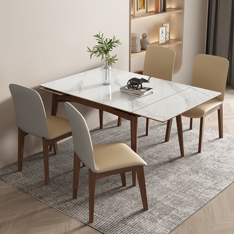 Midcentury Stone Dining Table Rectangle 4 Legs Furniture,43.3"L x 31.5"W x 30.7"H