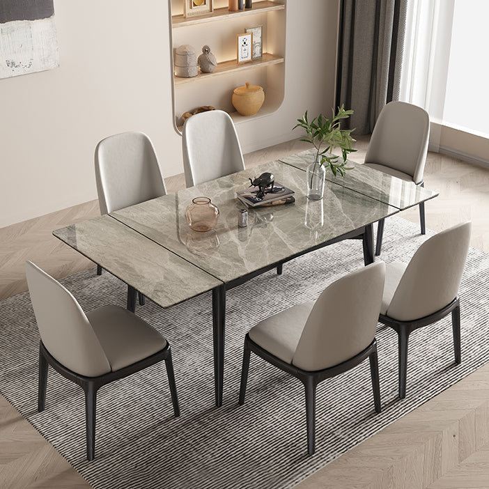 Midcentury Stone Dining Table Rectangle 4 Legs Furniture,43.3"L x 31.5"W x 30.7"H