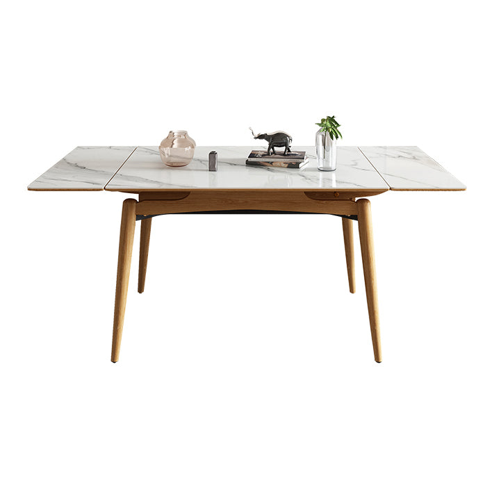 Midcentury Stone Dining Table Rectangle 4 Legs Furniture,43.3"L x 31.5"W x 30.7"H