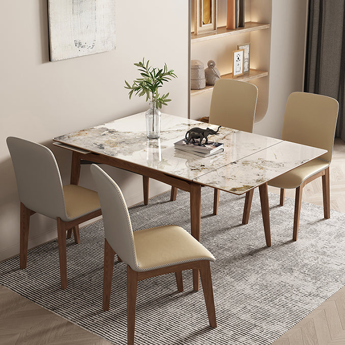 Midcentury Stone Dining Table Rectangle 4 Legs Furniture,43.3"L x 31.5"W x 30.7"H