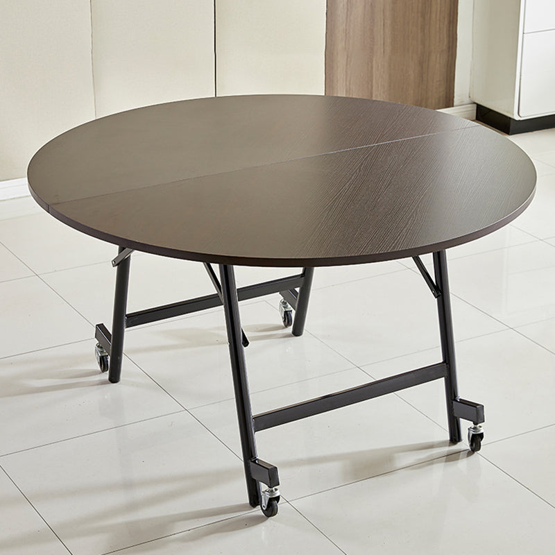 47.2-inch Metal Mid-Century Modern Round Dining Table Wood Top Table for Dining Room