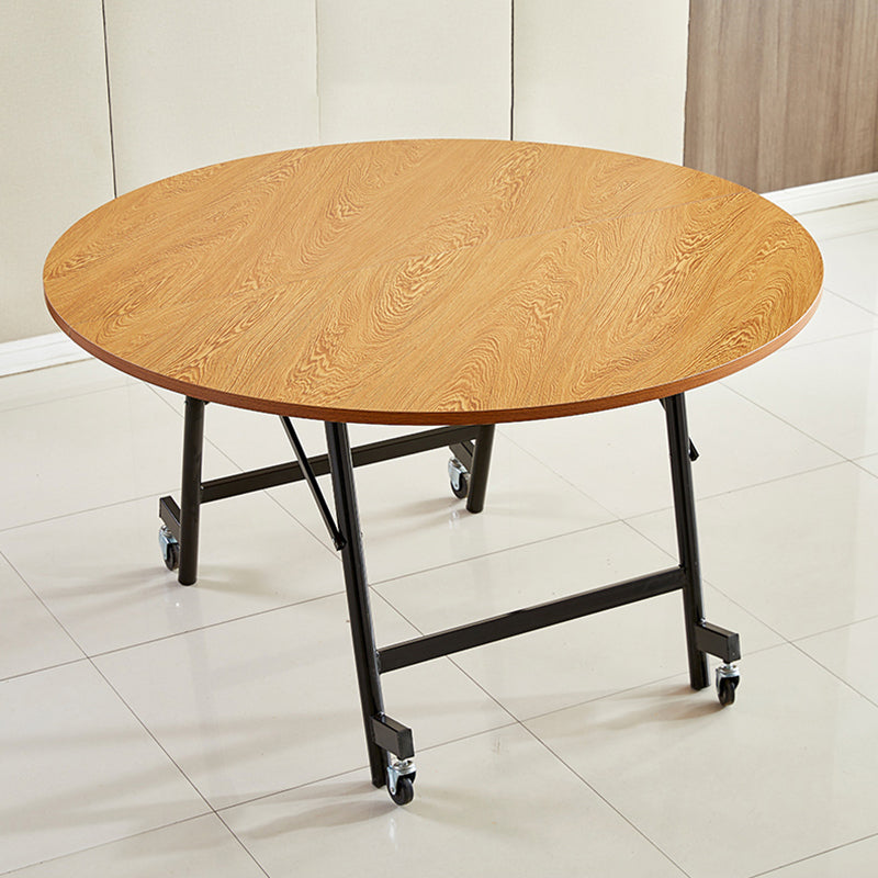 47.2-inch Metal Mid-Century Modern Round Dining Table Wood Top Table for Dining Room