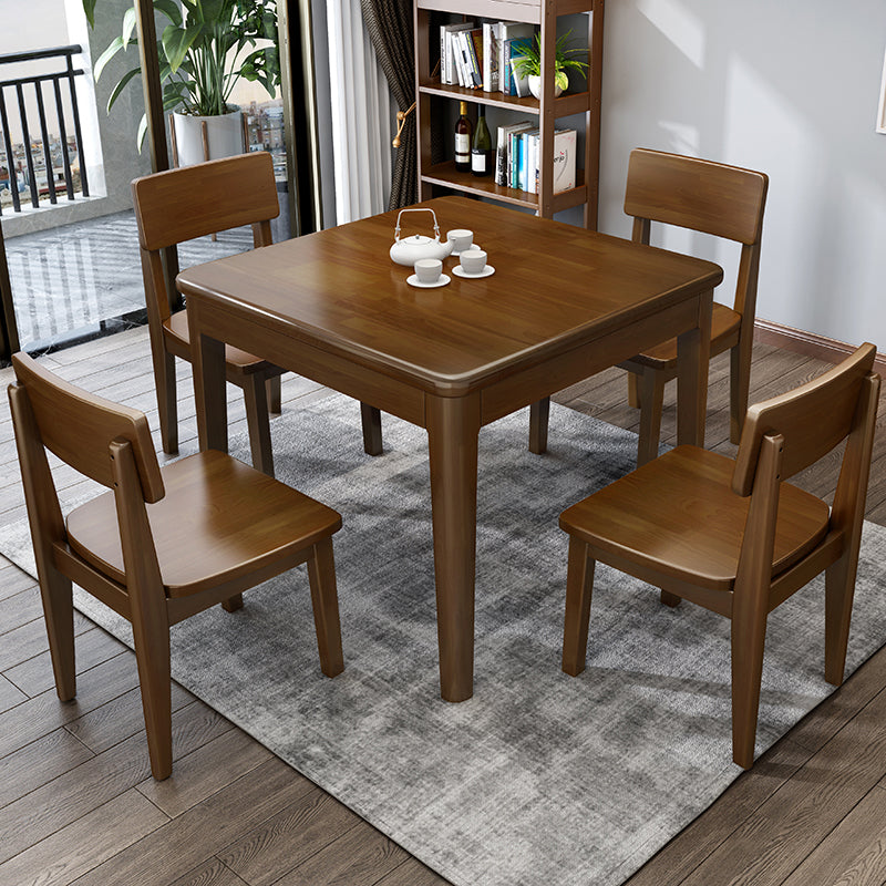 Simple Solid Wood Standard Dining Table Square Shape Kitchen Dining Table with 4 Legs Base