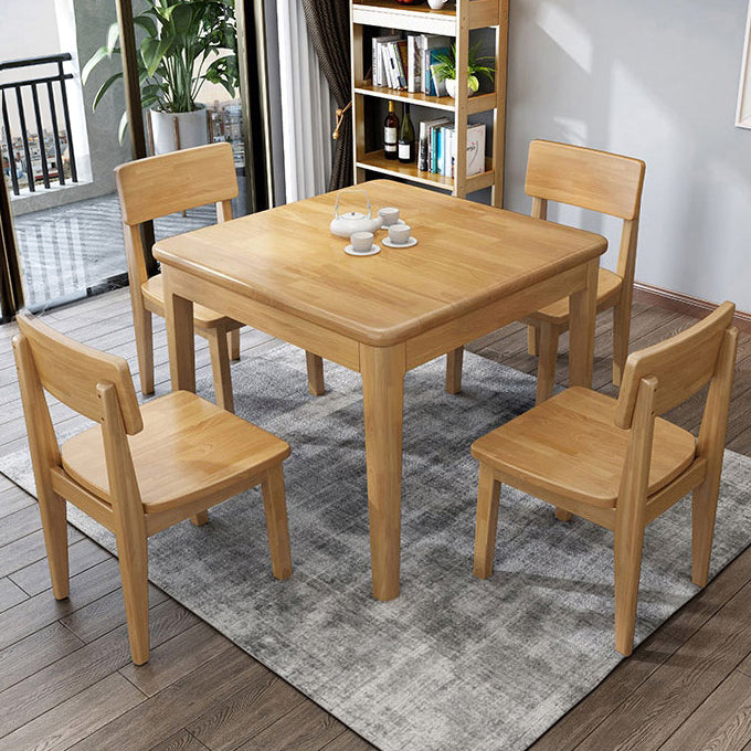 Simple Solid Wood Standard Dining Table Square Shape Kitchen Dining Table with 4 Legs Base