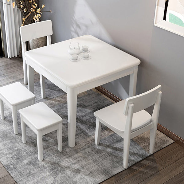 Simple Solid Wood Standard Dining Table Square Shape Kitchen Dining Table with 4 Legs Base