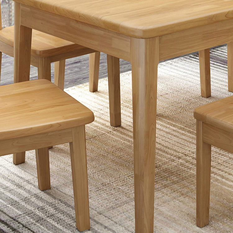 Simple Solid Wood Standard Dining Table Square Shape Kitchen Dining Table with 4 Legs Base