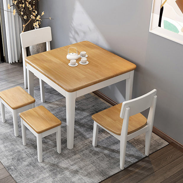 Simple Solid Wood Standard Dining Table Square Shape Kitchen Dining Table with 4 Legs Base