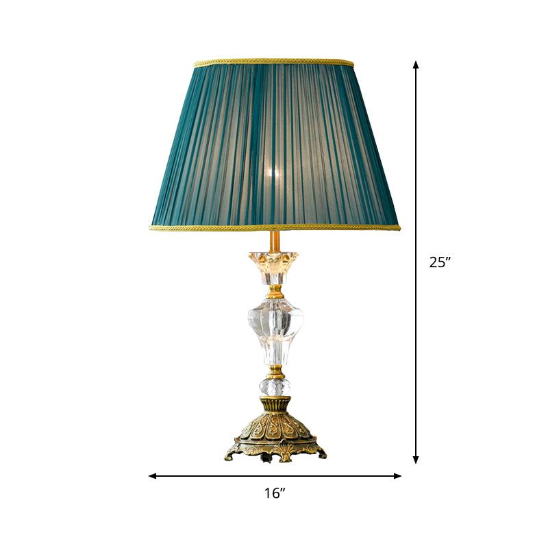 Iluminación de mesa de noche cónica de cristal Luz de mesita de noche dorada modernista de 1 bombilla con base en forma de urna