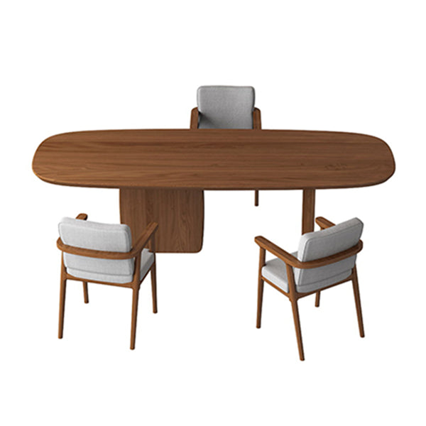 Ovaal dennen vaste houten tafel eenvoud eetkamer collectie met dubbele voetstuk