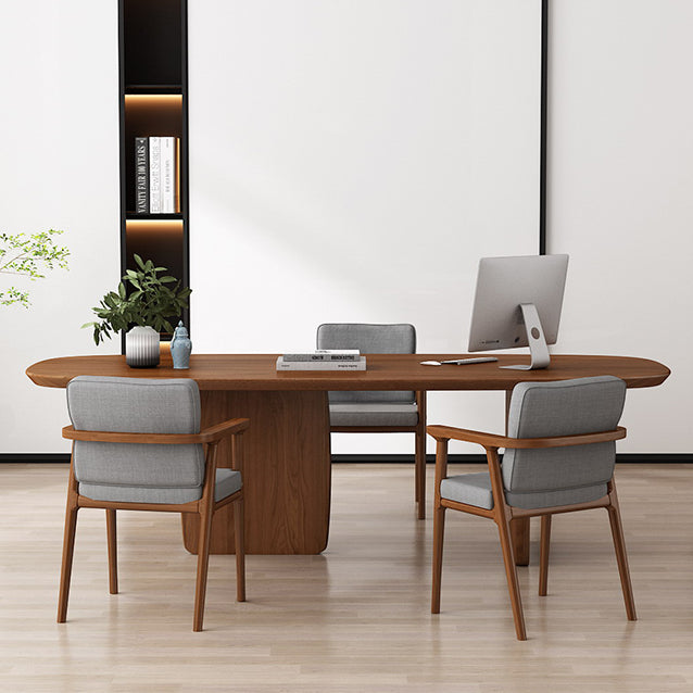 Ovaal dennen vaste houten tafel eenvoud eetkamer collectie met dubbele voetstuk