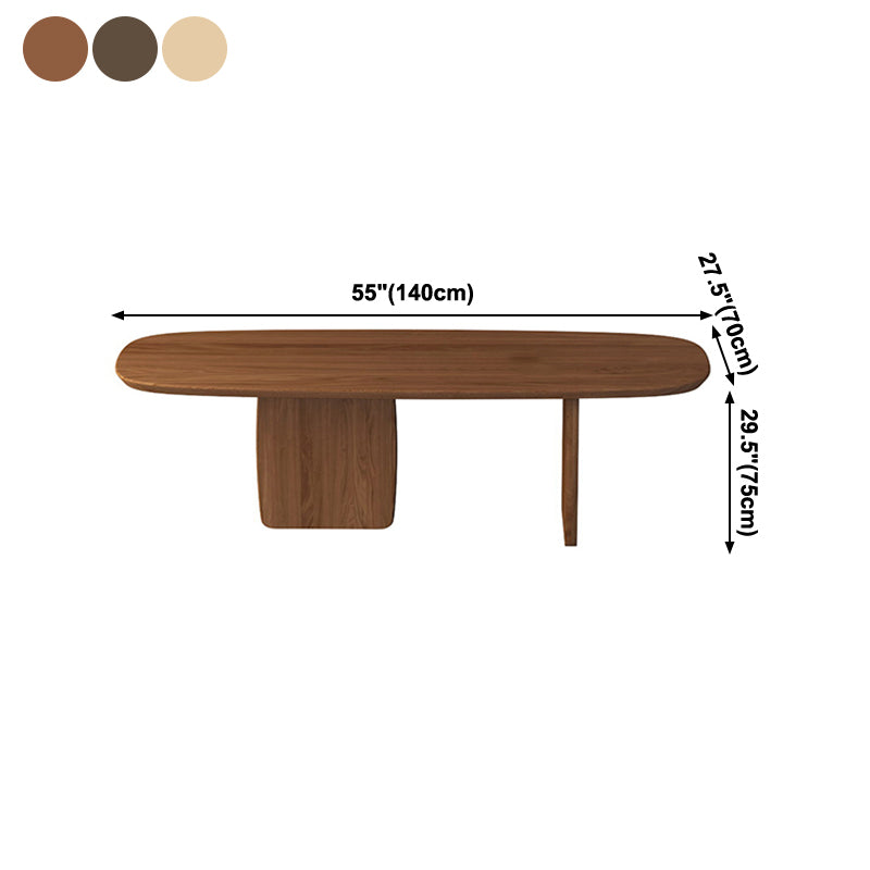 Ovaal dennen vaste houten tafel eenvoud eetkamer collectie met dubbele voetstuk