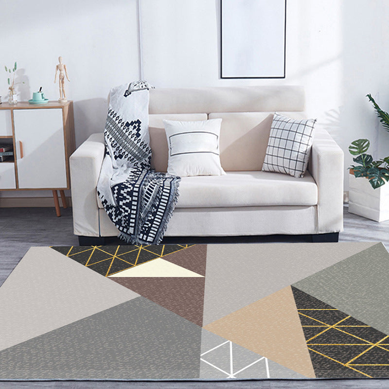 Colorful Modern Rug Polyester Geometric Print Area Rug Anti-Slip Area Rug for Home Decor