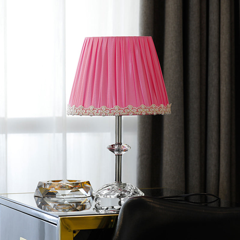 Lampe de table de nuit Empire Shade Simplicity en cristal clair, lampe de chevet rose à 1 lumière pour le salon