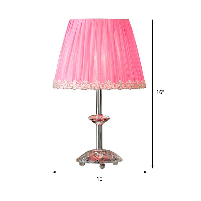 Lampe de table de nuit Empire Shade Simplicity en cristal clair, lampe de chevet rose à 1 lumière pour le salon