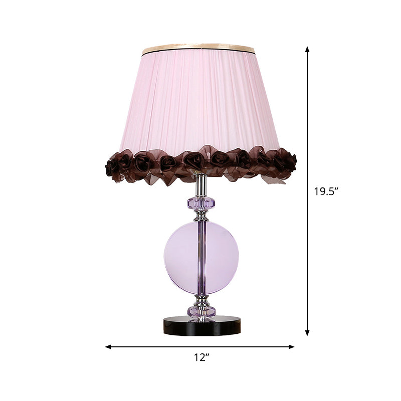 Modernismo lampada da comodino a 1 lucciola lampada a pieghe rosa Night Table Lighting with K9 Crystal