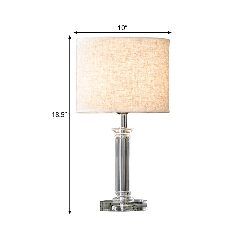 Clear Crystal Drum Nightstand Lighting Modern 1-Light White Night Table Lamp for Living Room
