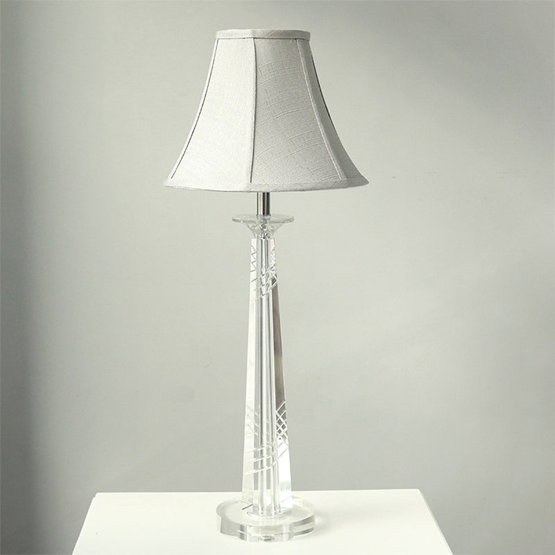 Lampada da comodino Bell grigio crema contemporanea 1 lampadina trasparente K9 illuminazione notturna in cristallo per camera da letto