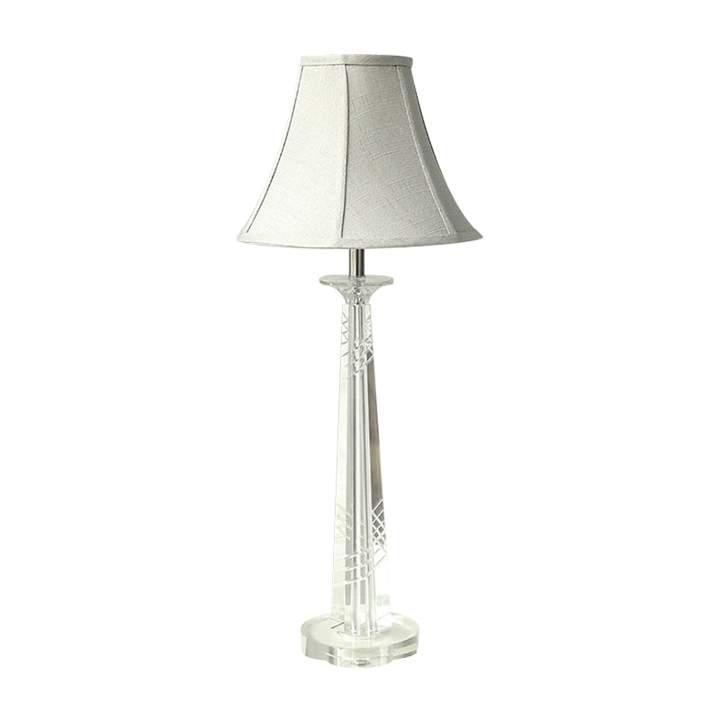 Lampada da comodino Bell grigio crema contemporanea 1 lampadina trasparente K9 illuminazione notturna in cristallo per camera da letto