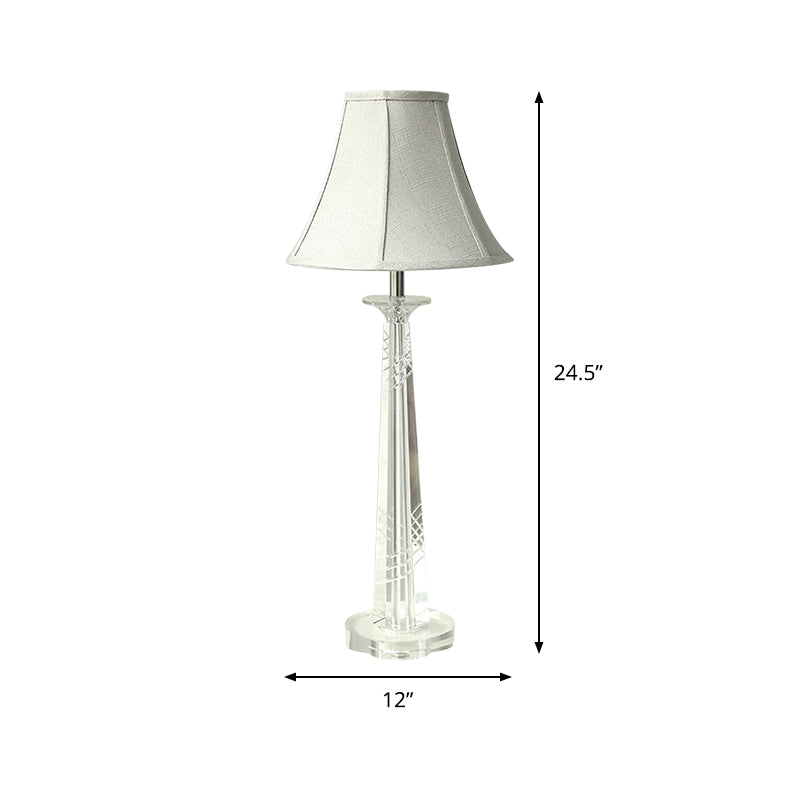 Lampada da comodino Bell grigio crema contemporanea 1 lampadina trasparente K9 illuminazione notturna in cristallo per camera da letto