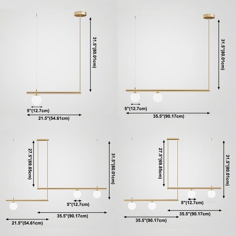 Globe Island Chandelier Lights Modern White Glass Pendant Lighting for Restaurant