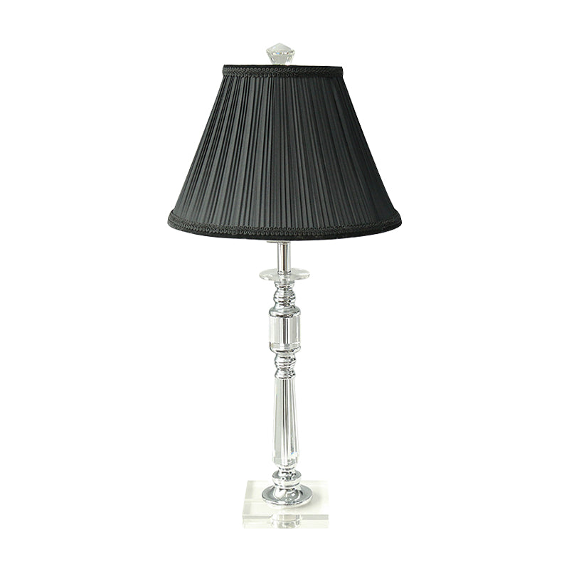 Lampada da comodino moderna a candelabro in vetro cristallo trasparente con 1 lampadina, lampada da comodino per camera da letto in nero