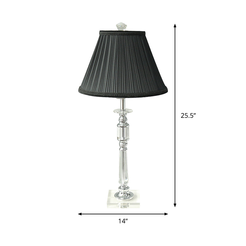 Lampada da comodino moderna a candelabro in vetro cristallo trasparente con 1 lampadina, lampada da comodino per camera da letto in nero