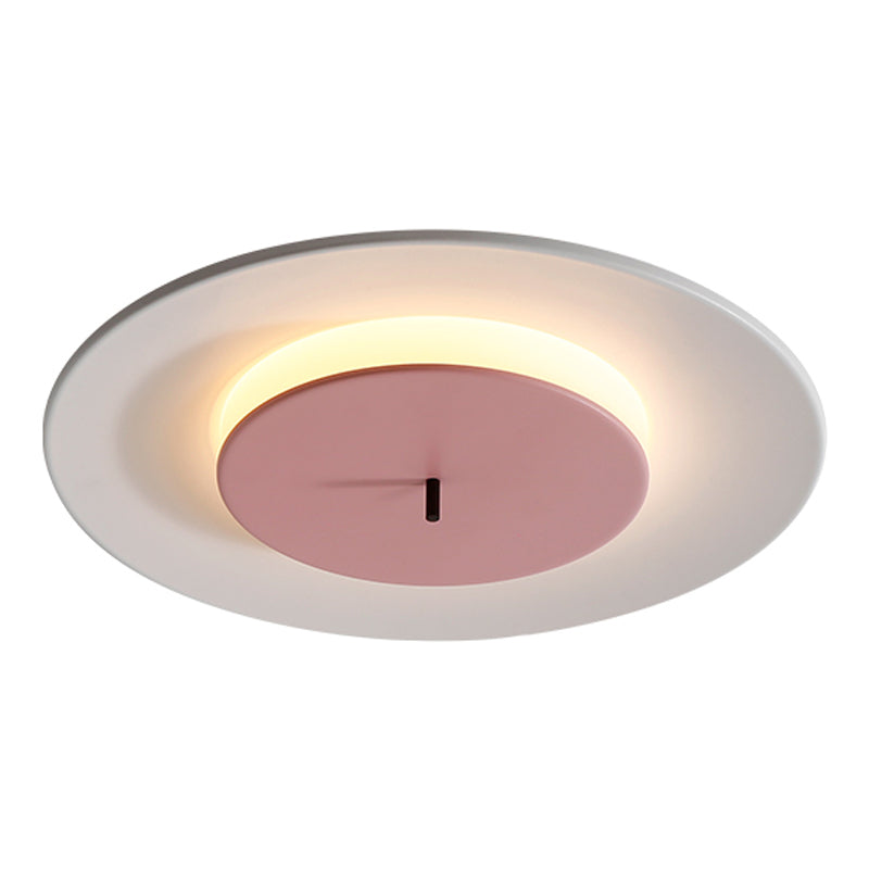 Modern Nordic LED Ceiling Fixture Lacquered Iron Circular Flush Mount with Acrylic Shade
