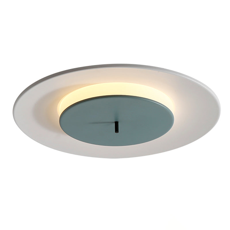 Modern Nordic LED Ceiling Fixture Lacquered Iron Circular Flush Mount with Acrylic Shade