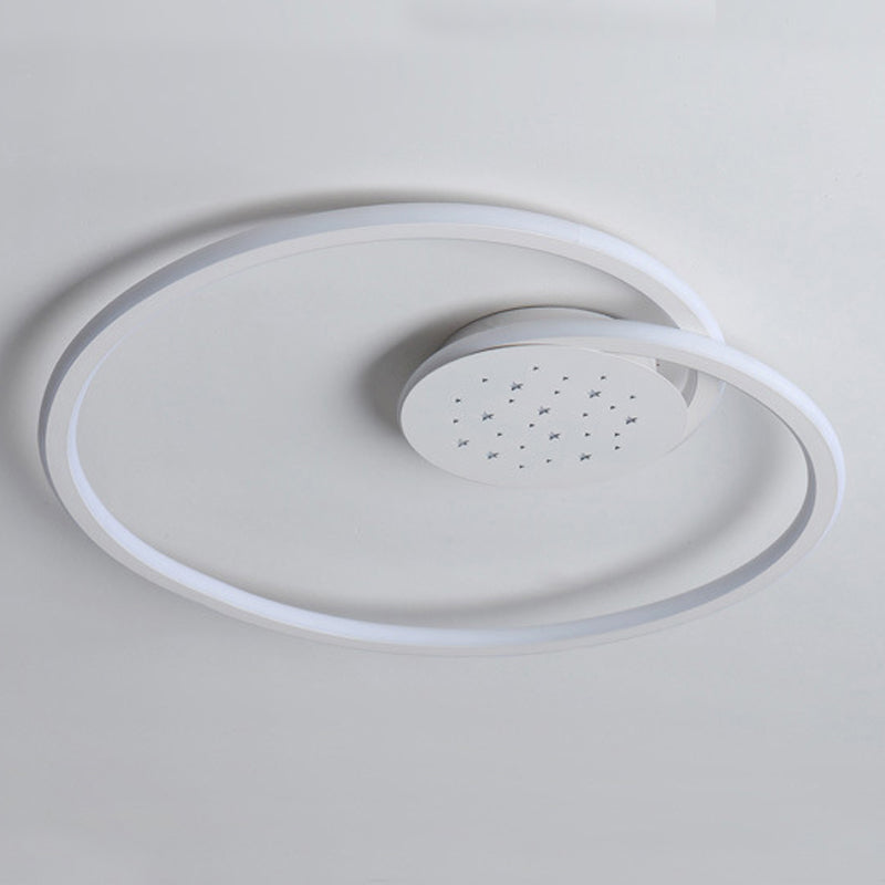 Line Shape LED Ceiling Lamp Modern Iron 2-Light Flush Mount for Bedroom