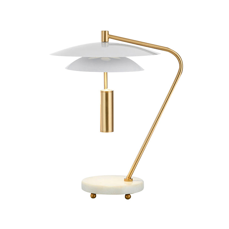 Tubo de lujo Metal Nightsand Light 2 Heads Sala de estar Led Mesa Night Table Iluminación en blanco