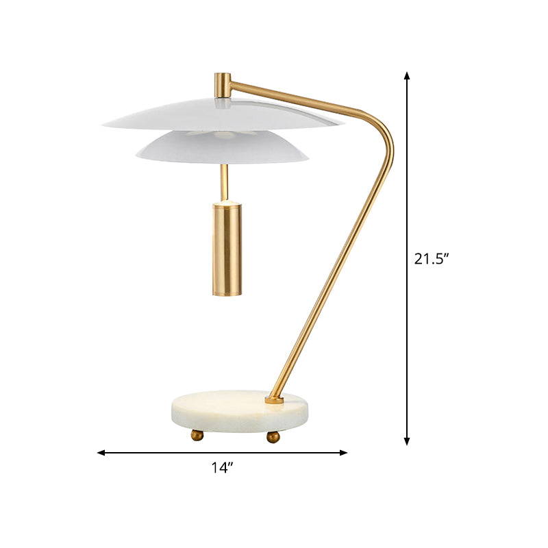 Tubo de lujo Metal Nightsand Light 2 Heads Sala de estar Led Mesa Night Table Iluminación en blanco