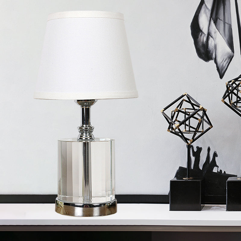 1 table de tête de tête modernisme modernisme d'éclairage nocturne blanc avec cylindre clair k9 cristal