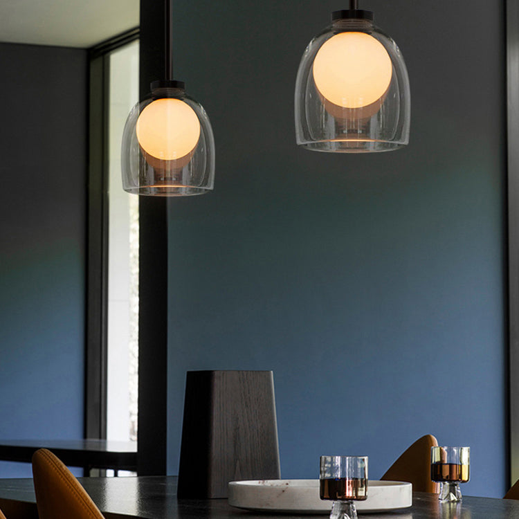 Moderne creatieve geometrische hangende lamp smeedijzeren binnenhanglamp met glazen schaduw