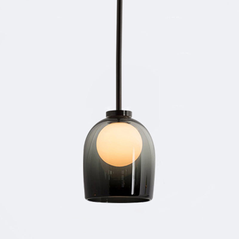 Moderne creatieve geometrische hangende lamp smeedijzeren binnenhanglamp met glazen schaduw